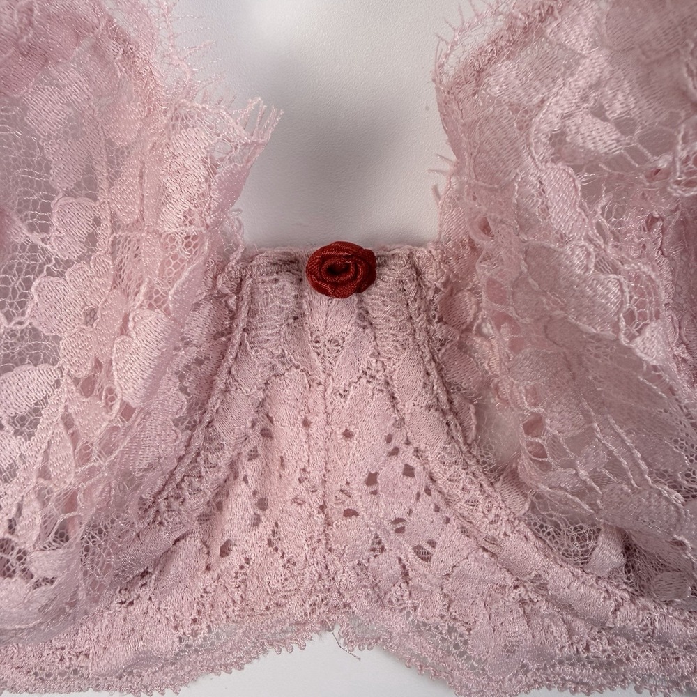 Victoria's Secret Dream Angels Wicked Unlined Lace Balconette Bra Pink 36D NWT - Picture 5 of 8